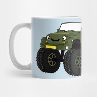 Green monster truck cartoon illustration Mug